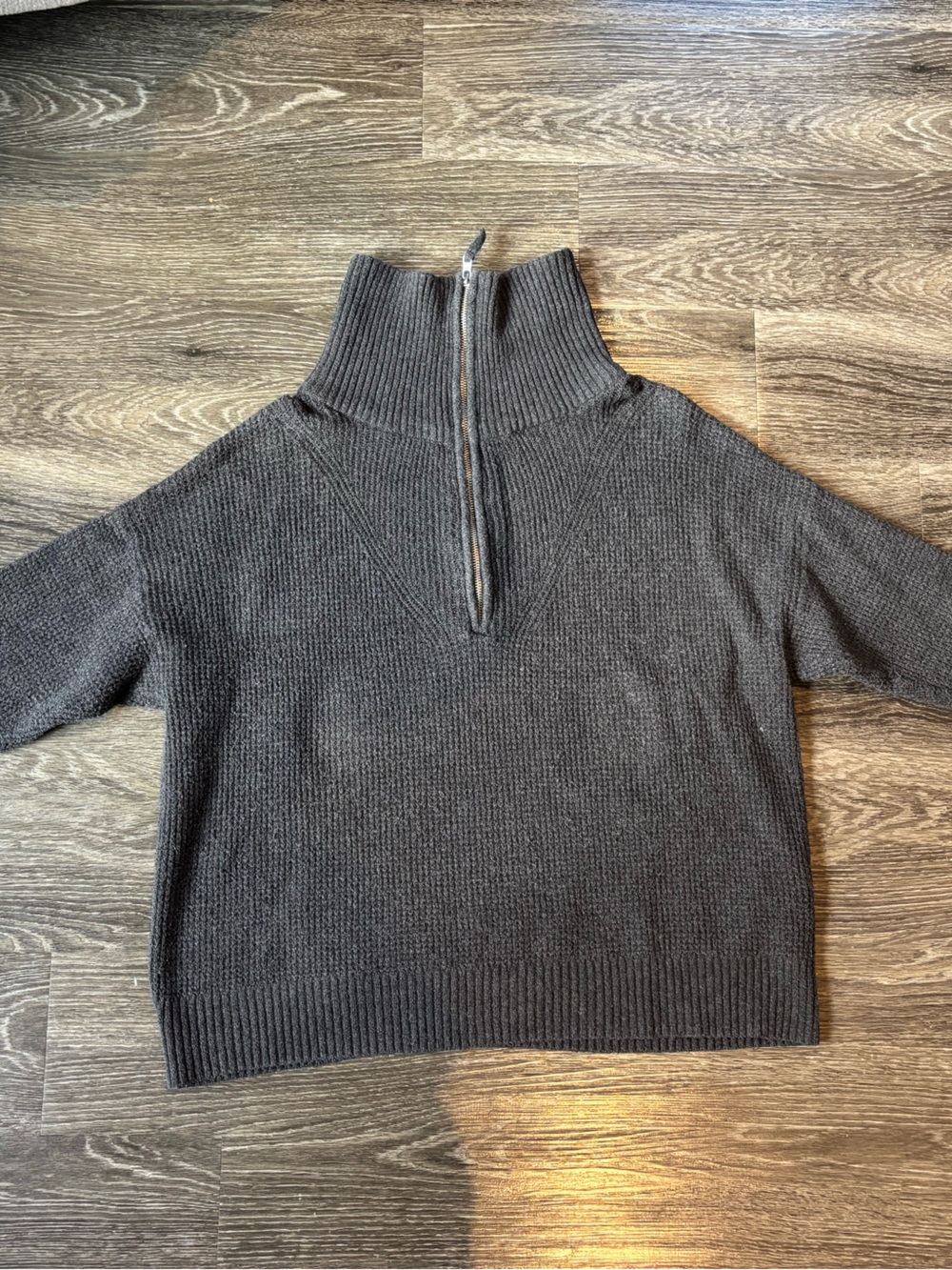 aerie Charcoal Half-Zip Turtleneck Sweater